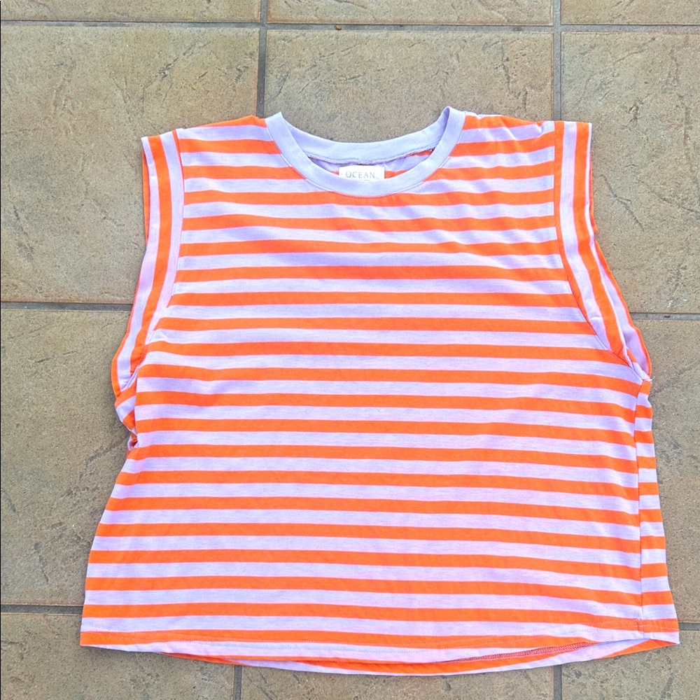 Orange and White Striped Top